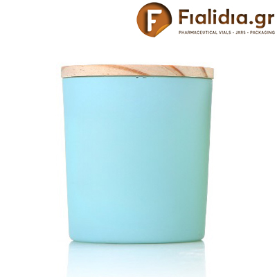 Γυάλινο βάζο 220ml με ξύλινο καπάκι για κεριά