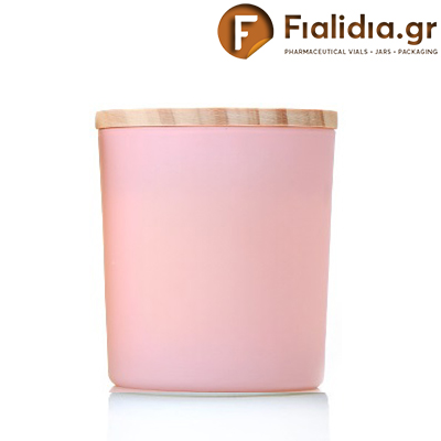 Γυάλινο βάζο 220ml με ξύλινο καπάκι για κεριά